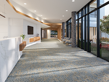 Forbo safety vinyl flooring in an aged care corridor showing seamless installation for high-traffic areas